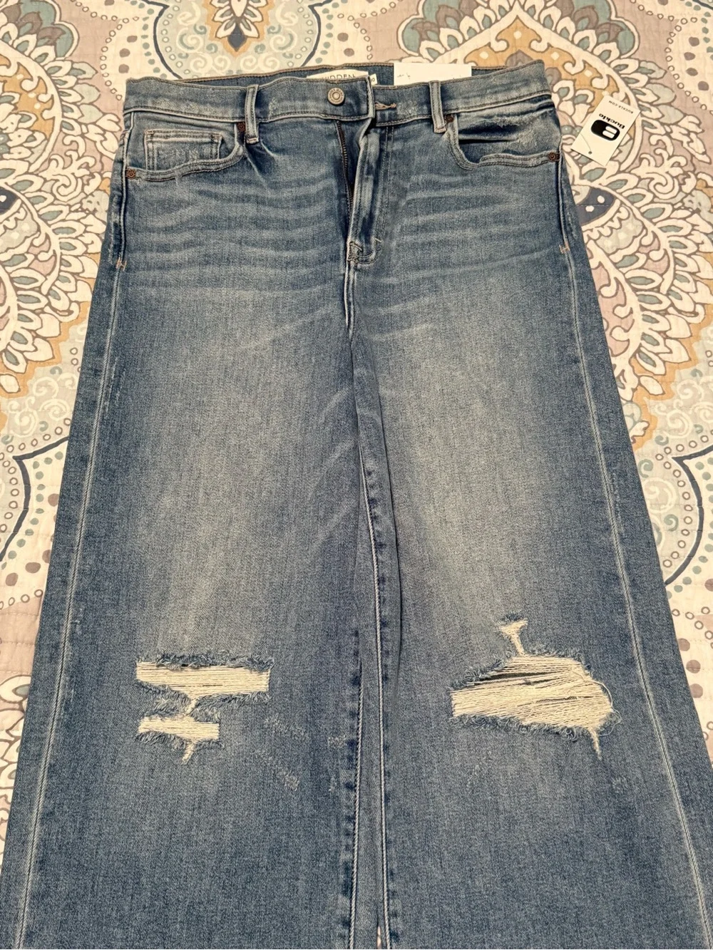 Buckle Straight Leg Jeans in Medium Blue Denim